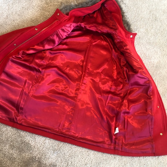 J. Crew Red Chateau Parka With Faux Fur Hood Womens Size 0 Winter Coat Jacket - Picture 9 of 13